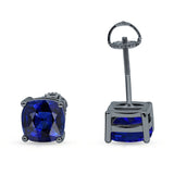 Solitaire Screw Back Stud Earring Excellent Cushion Cut Simulated Cubic Zirconia Solid 925 Sterling Silver