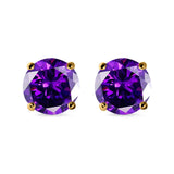 Stud Earrings Round Simulated Cubic Zirconia 925 Sterling Silver (3mm-12mm)