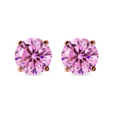 Stud Earrings Round Simulated Cubic Zirconia 925 Sterling Silver (3mm-12mm)