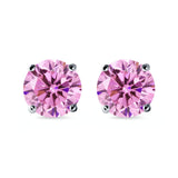 Stud Earrings Round Simulated Cubic Zirconia 925 Sterling Silver (3mm-12mm)