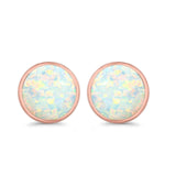Stud Earrings Lab Created Opal 925 Sterling Silver (14mm)