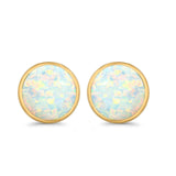 Stud Earrings Lab Created Opal 925 Sterling Silver (14mm)