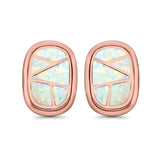 Stud Earrings Lab Created Opal 925 Sterling Silver (18mm)