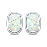Stud Earrings Lab Created Opal 925 Sterling Silver (18mm)