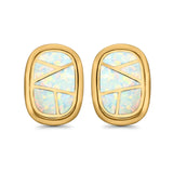 Stud Earrings Lab Created Opal 925 Sterling Silver (18mm)