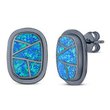 New Style Irregular Shape Stud Earring Created Opal 925 Sterling Silver (18mm)