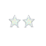 Stud Earrings Lab Created Opal 925 Sterling Silver (5mm)