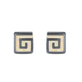 Square Spiral Swirl Stud Earrings Created Opal 925 Sterling Silver (7mm)