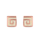 Square Spiral Swirl Stud Earrings Created Opal 925 Sterling Silver (7mm)
