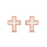 Cross Stud Earrings Lab Created Opal 925 Sterling Silver (14mm)