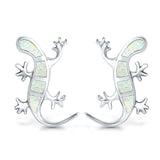 Lizard Stud Earrings Lab Created Opal 925 Sterling Silver (21mm)
