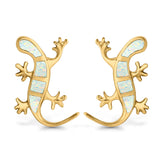 Lizard Stud Earrings Lab Created Opal 925 Sterling Silver (21mm)