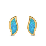 Leaf Stud Earrings Created Opal 925 Sterling Silver(11mm)