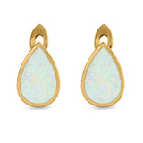 Pear Shape Stud Earrings Created Opal 925 Sterling Silver (16mm)