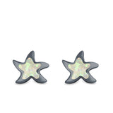 Starfish Stud Earrings Created Opal 925 Sterling Silver (9mm)