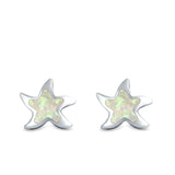 Starfish Stud Earrings Created Opal 925 Sterling Silver (9mm)