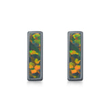 Bar Stud Earrings Created Opal 925 Sterling Silver