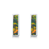 Bar Stud Earrings Created Opal 925 Sterling Silver