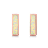 Bar Stud Earrings Created Opal 925 Sterling Silver