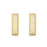 Bar Stud Earrings Created Opal 925 Sterling Silver