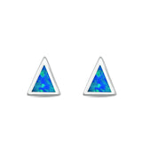 Triangle Stud Earrings Lab Created Opal 925 Sterling Silver (5mm)