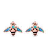 Bee Stud Earrings Lab Created Opal 925 Sterling Silver (11mm)