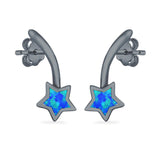 Shooting Star Stud Earrings Created Opal 925 Sterling Silver (13mm)