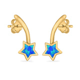 Shooting Star Stud Earrings Created Opal 925 Sterling Silver (13mm)
