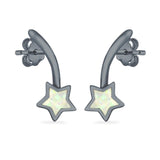 Shooting Star Stud Earrings Created Opal 925 Sterling Silver (13mm)