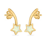 Shooting Star Stud Earrings Created Opal 925 Sterling Silver (13mm)