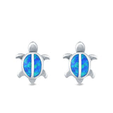 Turtle Stud Earrings Lab Created Opal 925 Sterling Silver (12mm)