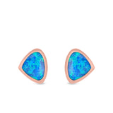 Pear Stud Earrings Lab Created Opal 925 Sterling Silver (7mm)