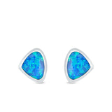 Pear Stud Earrings Lab Created Opal 925 Sterling Silver (7mm)