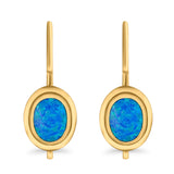 Dangling Leverback Earrings Created Opal 925 Sterling Silver (11mm)