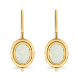 Dangling Leverback Earrings Created Opal 925 Sterling Silver (11mm)