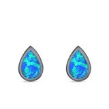 Pear Shape Stud Earrings Lab Created Opal 925 Sterling Silver (7.5mm)
