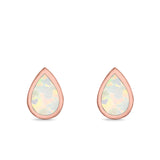 Pear Shape Stud Earrings Lab Created Opal 925 Sterling Silver (7.5mm)