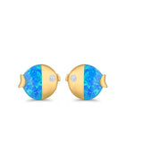 Ladybug Stud Earrings Lab Created Opal Simulated CZ 925 Sterling Silver (8mm)