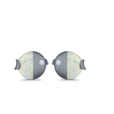 Ladybug Stud Earrings Lab Created Opal Simulated CZ 925 Sterling Silver (8mm)