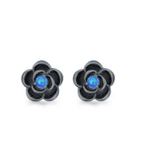 Flower Stud Earrings Lab Created Opal 925 Sterling Silver (10mm)