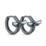 Dragonfly Hoop Huggie Earrings Lab Created Opal 925 Sterling Silver