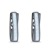 Twist Filigree Hoop Earrings Lab Created Opal 925 Sterling Silver