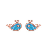 Whale Shark Earrings Lab Created Opal Simulated CZ 925 Sterling Silver