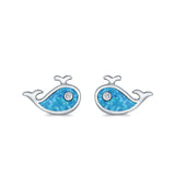 Whale Shark Earrings Lab Created Opal Simulated CZ 925 Sterling Silver