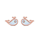 Whale Shark Earrings Lab Created Opal Simulated CZ 925 Sterling Silver