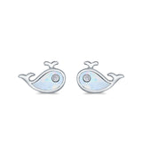 Whale Shark Earrings Lab Created Opal Simulated CZ 925 Sterling Silver