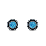 Stud Earrings Round Bali Lab Created Opal 925 Sterling Silver (5mm-10mm)