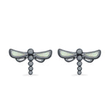 Dragonfly Stud Earrings Lab Created Opal 925 Sterling Silver (7.5mm)