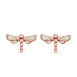 Dragonfly Stud Earrings Lab Created Opal 925 Sterling Silver (7.5mm)