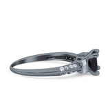 Art Deco Princess Cut Wedding Engagement Bridal Ring Baguette Round Simulated Cubic Zirconia 925 Sterling Silver